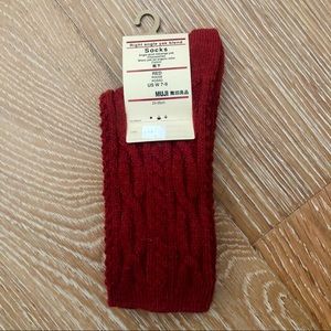 MUJI Right Angle Yak Blend Cable Socks - Red
